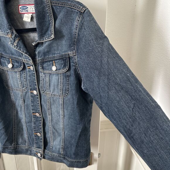 Old Navy Jean Jacket Womens Medium Dark Wash Blue Denim - Picture 8 of 13